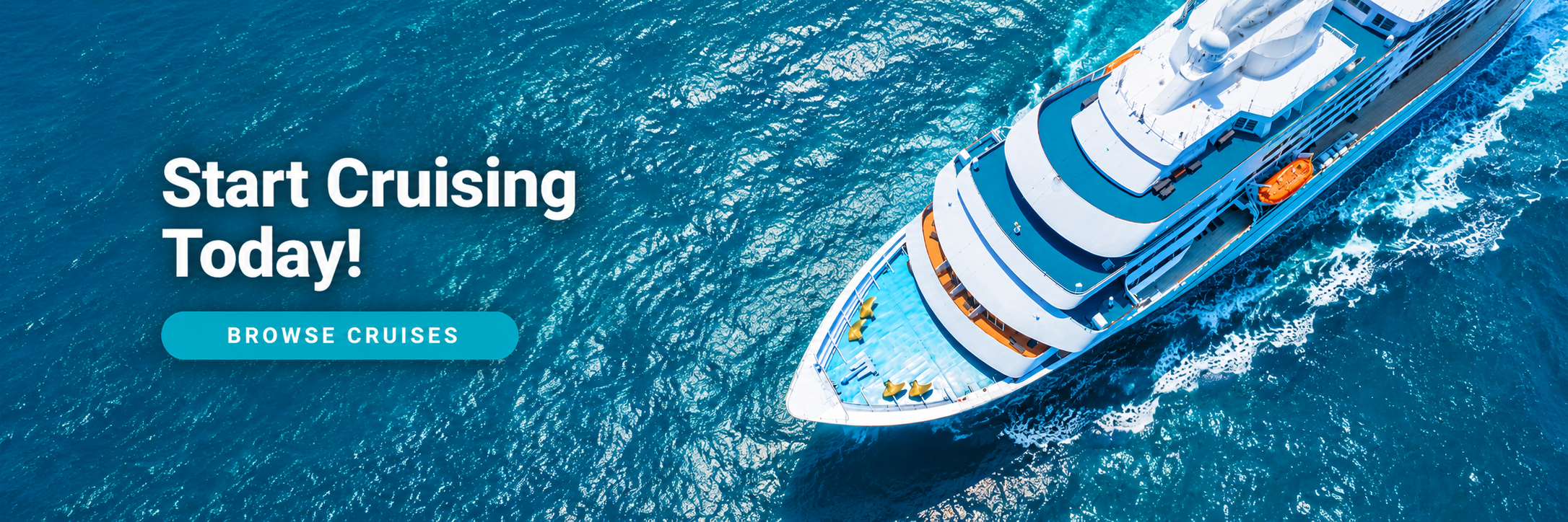 Cruise ship on turquoise ocean - aerial view