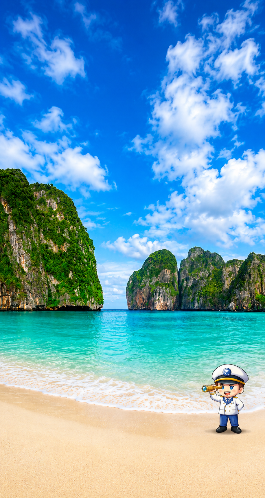 Tropical island paradise with turquoise water and cliffs