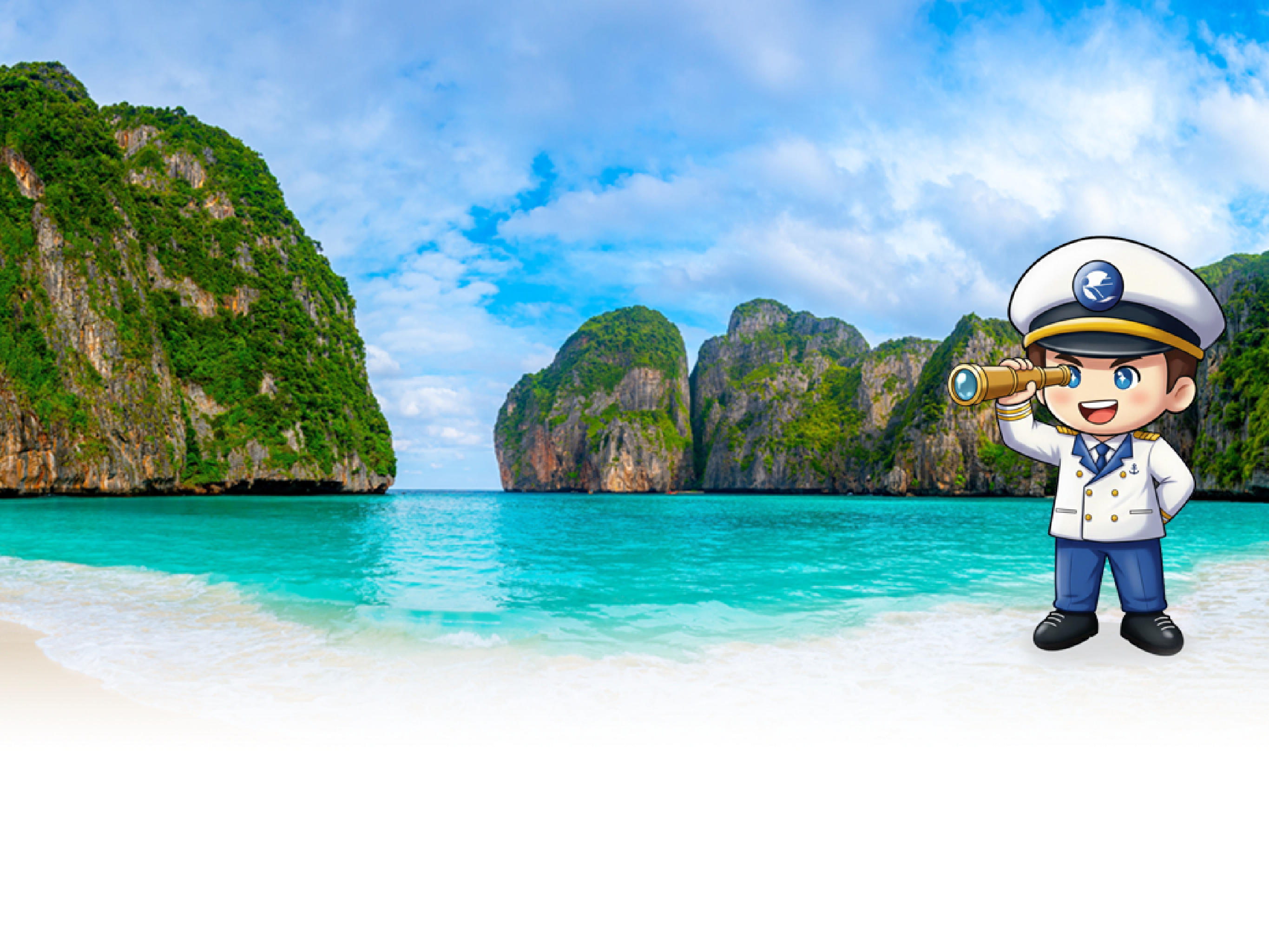 Tropical island paradise with turquoise water and cliffs