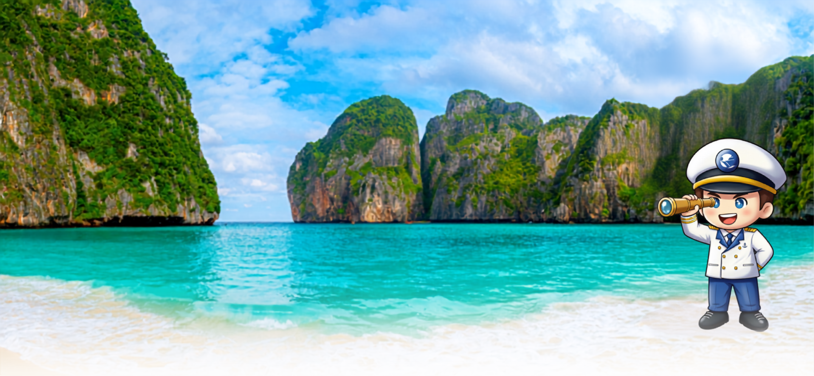 Tropical island paradise with turquoise water and cliffs