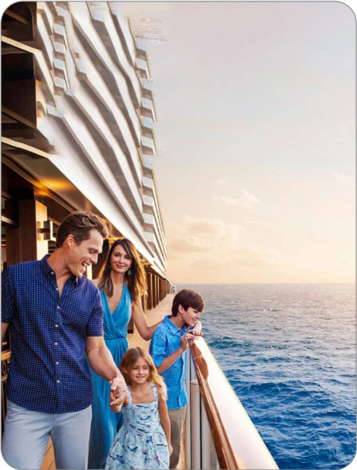 Family on cruise ship deck